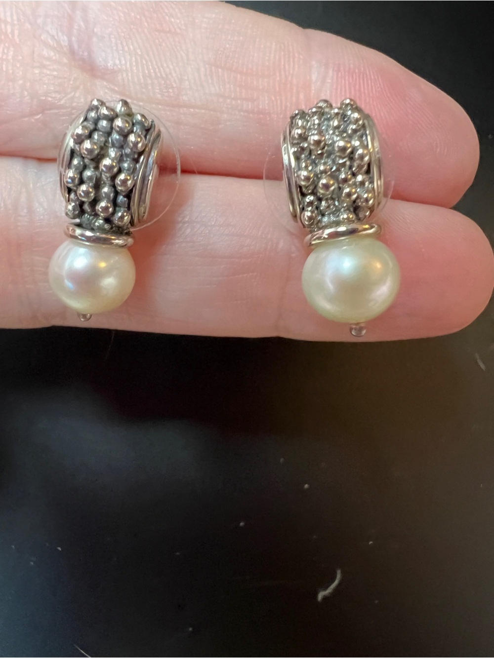 Michael Dawkins Sterling and 14k Cultured Pearl Stud Earrings